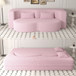 Modern Floor Sofa, With 2 Pillows, Convertible Teddy Fabric Foam Filled Bed