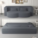 Modern Floor Sofa, With 2 Pillows, Convertible Teddy Fabric Foam Filled Bed