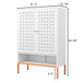 Grid Double Door Shoe Cabinet With Adjustable Compartments And Moisture-Proof Design In White Metal