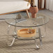 Retro Minimalist Style Metal Frame Double Layer Tempered Glass Coffee Table