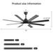 Ceiling Fan With Light 8 Blades, 18W LED 3 Color Dimmable Light, For Living Room & Bedroom - Matte Black