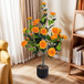2 Pack Artificial Camellia Trees, Faux Potted Plants With Orange Flowers For Indoor Or Outdoor Decor, Porch, Office, Or Home Use - Black / Green / Orange