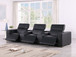1208 - Leather Sofa With 3 Power Recliners And Two Storage Consoles