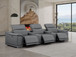 2679 - Genuine Leather Sofa With 3 Power Recliners & Dual Storage Consoles