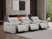 2679 - Genuine Leather Sofa With 3 Power Recliners & Dual Storage Consoles