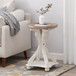 Rustic French Country Accent Table With Hourglass Firwood Base And Lipped Top