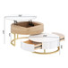 Modern Round Lift-Top Nesting Coffee Tables With 2 Drawers