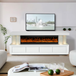 Mishka White TV Stand with Fireplace