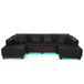 U-Shaped Sectional Sofa With RGB LED Light Strip And 6 Pillows