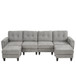 Modular Sectional Sofa With Movable Ottomans, USB Ports & Side Tables