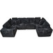 Modular U-Shaped Sectional Sofa, 6 Seater Chaise Lounge With Reversible Design - Black