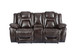 Oportuna - Dual Power Console Loveseat - Dark Brown