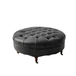 Geofredo Leather Round Ottoman with Tufted Top Nailhead Trim