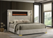 Romance 2 Platform Bed in Fabric with Multi-Color Fireplace Display in Headboard by Happy Hoomes