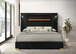 Romance 2 Platform Bed in Fabric with Multi-Color Fireplace Display in Headboard