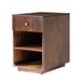 Meg Modern 24"Tall 1-Drawer Fluted Solid Wood End Table with Built-In Charging Ports
