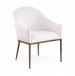 Ferro - Linen Textured Performance Fabric Upholstered Dining Arm Chair - Cream / Brushed Bronze