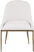 Ferro - Linen Textured Performance Fabric Upholstered Dining Side Chair - Cream / Brushed Gold
