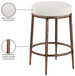 Ferro - Linen Textured Performance Fabric Upholstered Backless Counter Stool - Cream / Brushed Bronze