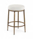Ferro - Linen Textured Performance Fabric Upholstered Backless Counter Stool - Cream / Brushed Gold