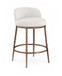 Ferro - Linen Textured Performance Fabric Upholstered Counter Stool - Cream / Brushed Bronze