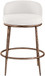 Ferro - Linen Textured Performance Fabric Upholstered Counter Stool - Cream / Brushed Bronze