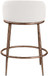 Ferro - Linen Textured Performance Fabric Upholstered Counter Stool - Cream / Brushed Bronze