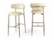 Lupita - Vegan Leather Upholstered Bar Stool (Set of 2) - Cream / Brushed Gold