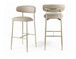 Lupita - Vegan Leather Upholstered Bar Stool With Brushed Gold Frame (Set of 2)