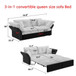 Queen Pull Out Sofa Bed, 3 In 1 Convertible Sleeper Tufted With 2 Soft Pillows