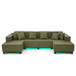 U-Shaped Sectional Sofa With RGB LED Light Strip And 6 Pillows