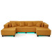U-Shaped Sectional Sofa With RGB LED Light Strip And 6 Pillows