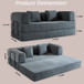 Convertible Sleeper Sofa Bed With Cylindrical Pillow, With Fixed Shape Frame
