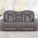 Daniel - Triple Power Leather Theater Loveseat - Gray
