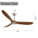 Outdoor Ceiling Fan No Light With 3 Blades Smart App Control - Brushed Nickel