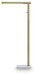 Santiford - Metal Floor Lamp - Gold Finish / White