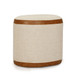 Huche - Cotton Jute and Vegan Leather Oval Ottoman - Natural