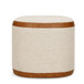 Huche - Cotton Jute and Vegan Leather Oval Ottoman - Natural
