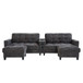 Modern Sectional Sofa U-Shaped With Movable Ottomans, tooth Speakers, LED Lights And Modular Storage