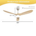 Smart Ceiling Fan With Lights, 3 Blades, Reversible Quiet DC Motor For Indoor