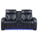 Ephron - Power Motion Loveseat With  Console, Power Headrests, LED & Speakers - Black