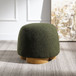 Round Soft Teddy Fabric Upholstered Ottoman With Metal Accents