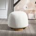 Round Soft Teddy Fabric Upholstered Ottoman With Metal Accents