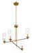 Enigma - 4 Lights Chandelier With Clear Ribbed Satin - Antique Brass / Clear / Gold