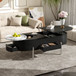 Lift Top Coffee Table With 360 Degree Marble Patterned Rotating Tray
