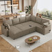 U-Shaped Sectional Sofa Bed With Storage, Charging Ports, And Cup Holders - Brown