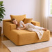 Convertible Chaise Lounge Chair With Wide Armrest & Throw Pillows