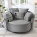Swivel Accent Barrel Chair With Adjustable Phone Holder, 5 Pillows For Living Room