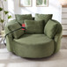 Swivel Accent Barrel Chair With Adjustable Phone Holder, 5 Pillows For Living Room
