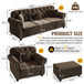 Upholstered Sofa Set With Nailhead Trim And Rolled Armrests, Includes Pillows